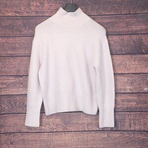 Vince Women's Pink Wool Cashmere Ribbed Turtle Neck Long Sleeve Sweater M